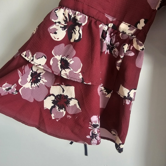 Pokkori Burgundy Floral Print Nursing Blouse Maternity Size MEDIUM Lightweight - Picture 7 of 10